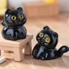 Set of 5 Cartoon Miniature Kitten Statue Black Cats Figurines Car Dashboard Ornaments For Desk Decors And Stress Relief