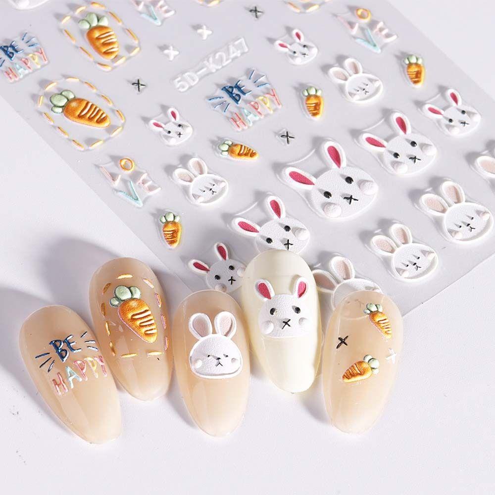 

Кролик Камелия Маникюрные аксессуары Цветочные наклейки для ногтей Украшения для ногтей Мультяшные наклейки для ногтей