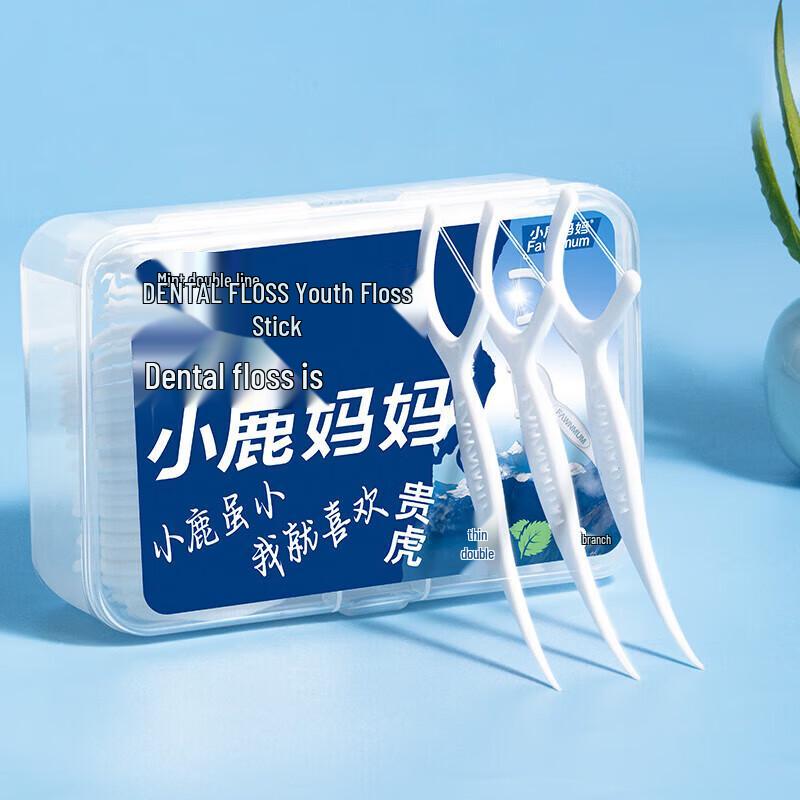 FAWNMUM Mint Double-Line Dental Floss Picks - 10-Pack