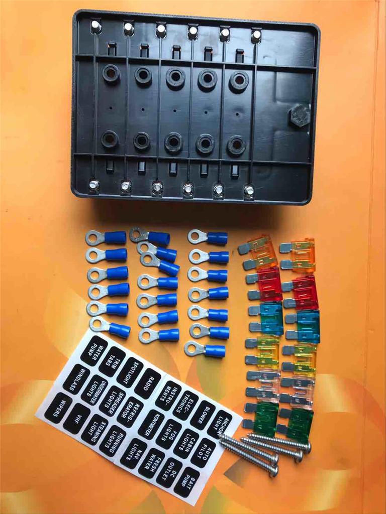 12 Way Fuse Box Car Truck Standard ATO ATC Blade Fuse Block Holder LED Indicator