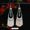 Miao Yin earrings original niche retro Dongling jade earrings long fringed earrings women