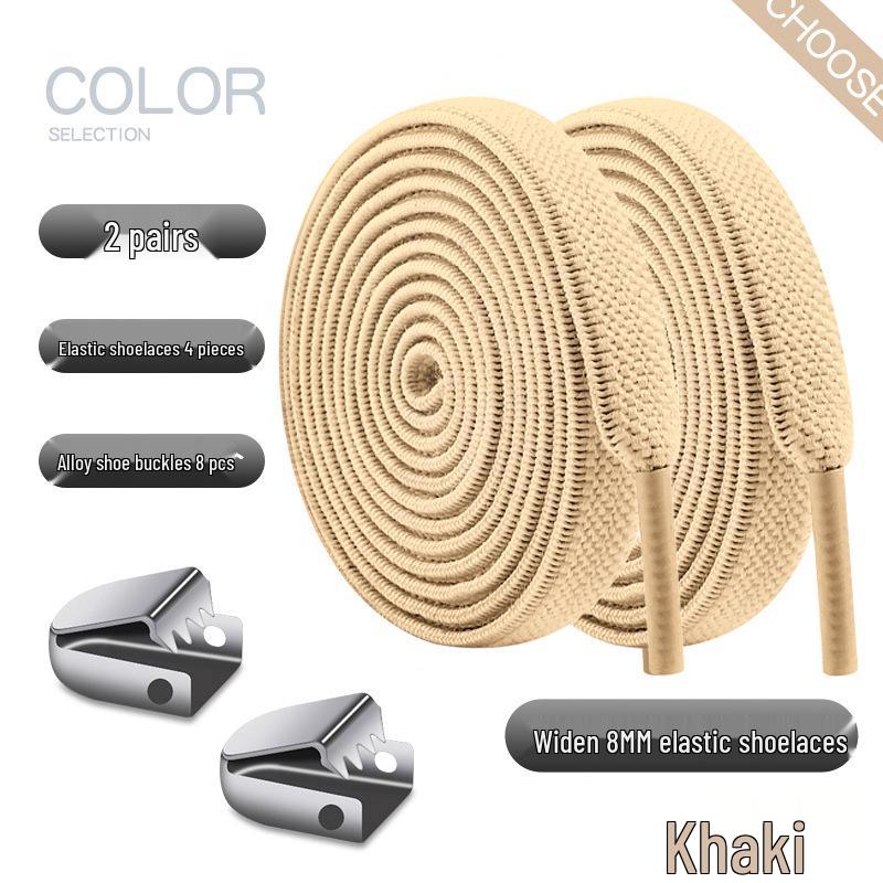 Elastic No-Tie Shoelace Buckle - White Flat for Men, Women, Kids