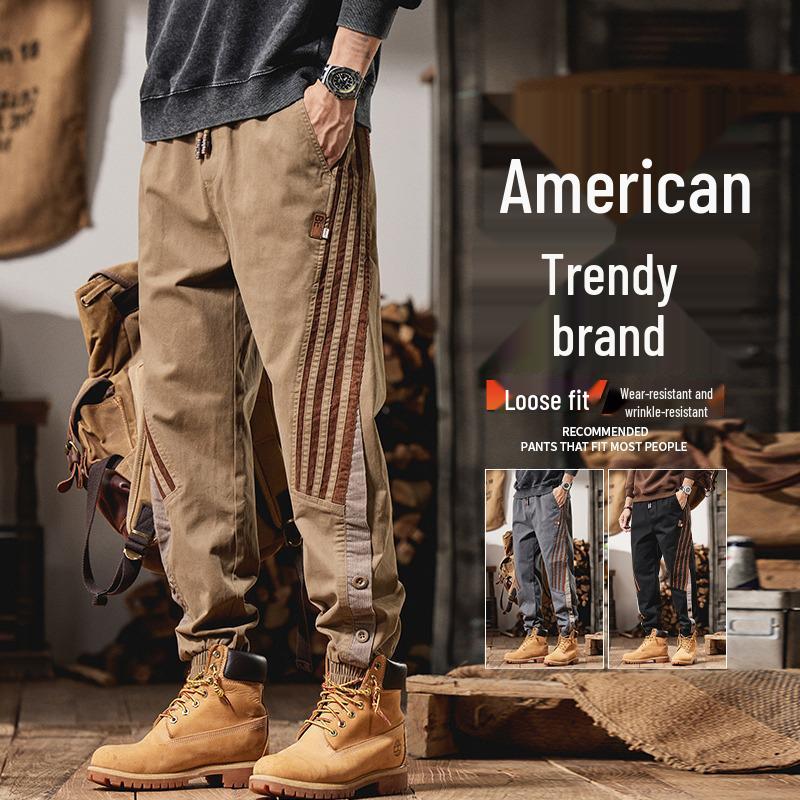 

Трендовые мужские свободные брюки-джоггеры - Осень 2025, стиль харем-панк L хаки