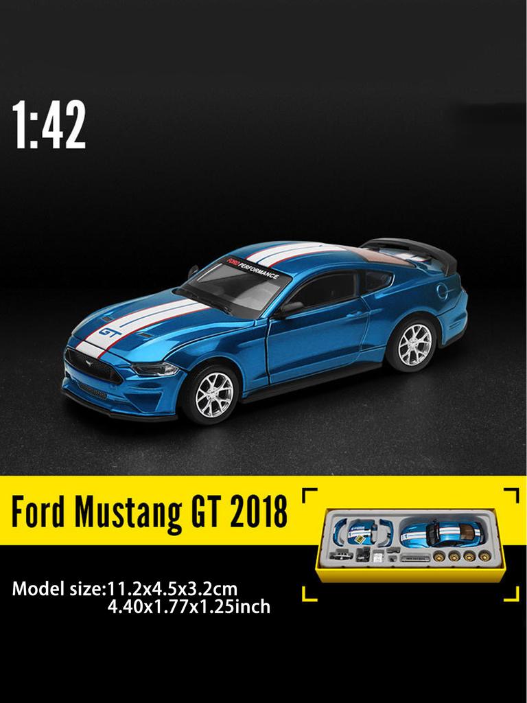 LLB4 CCA 1:42 Ford Mustang GT 2018 Assembled Model Car, Zinc Alloy Metal Ornament, Collectible Gift Car