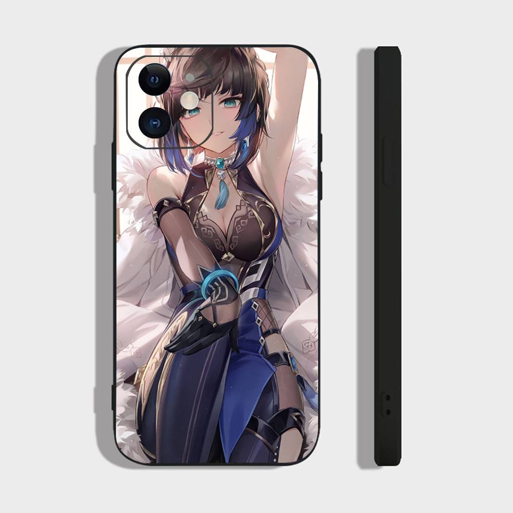 Yelan Anime Game Genshin Impact Phone Case For IPhone 17 Air 16 15 14 13 Pro Max 11 12 Black Silicone Cover