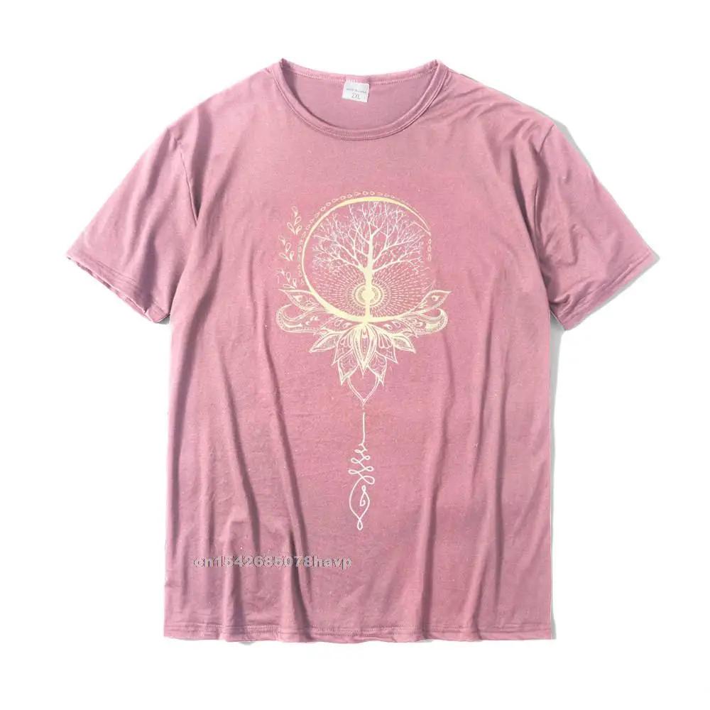 Mandala Lotus Unalome Tree Of Life T-Shirt Cotton Family Tops Shirts Discount Men's T Shirts Printed On