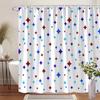 1pc Colorful Star Shower Curtain, Red Blue Light Blue on White, Playful Festive Design,  12 Hooks, Machine Washable Polyester