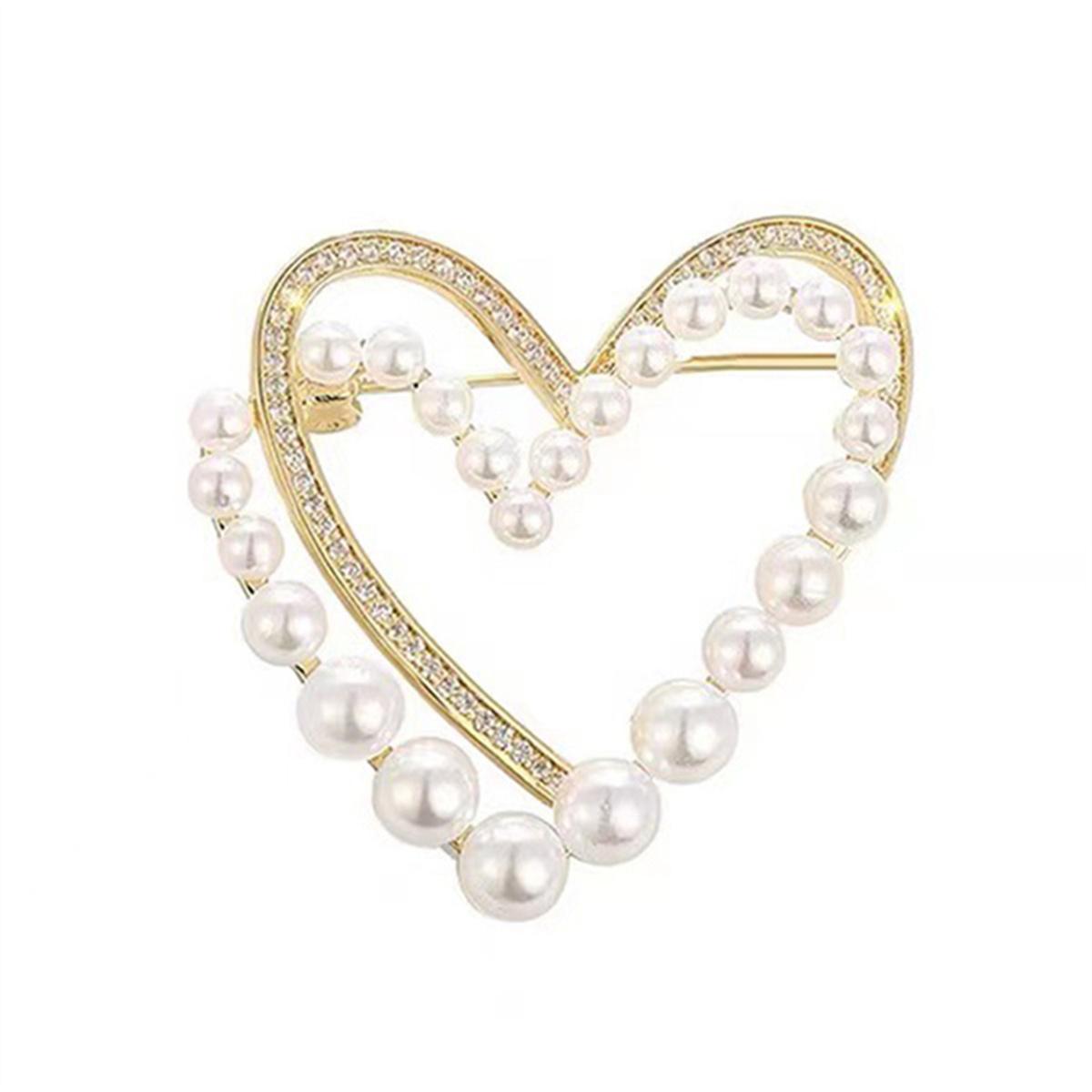 

Осенне-зимняя брошь в виде жемчужного сердца с уникальным женским дизайном, изысканный цветок для груди, универсальные аксессуары-булавки золотой