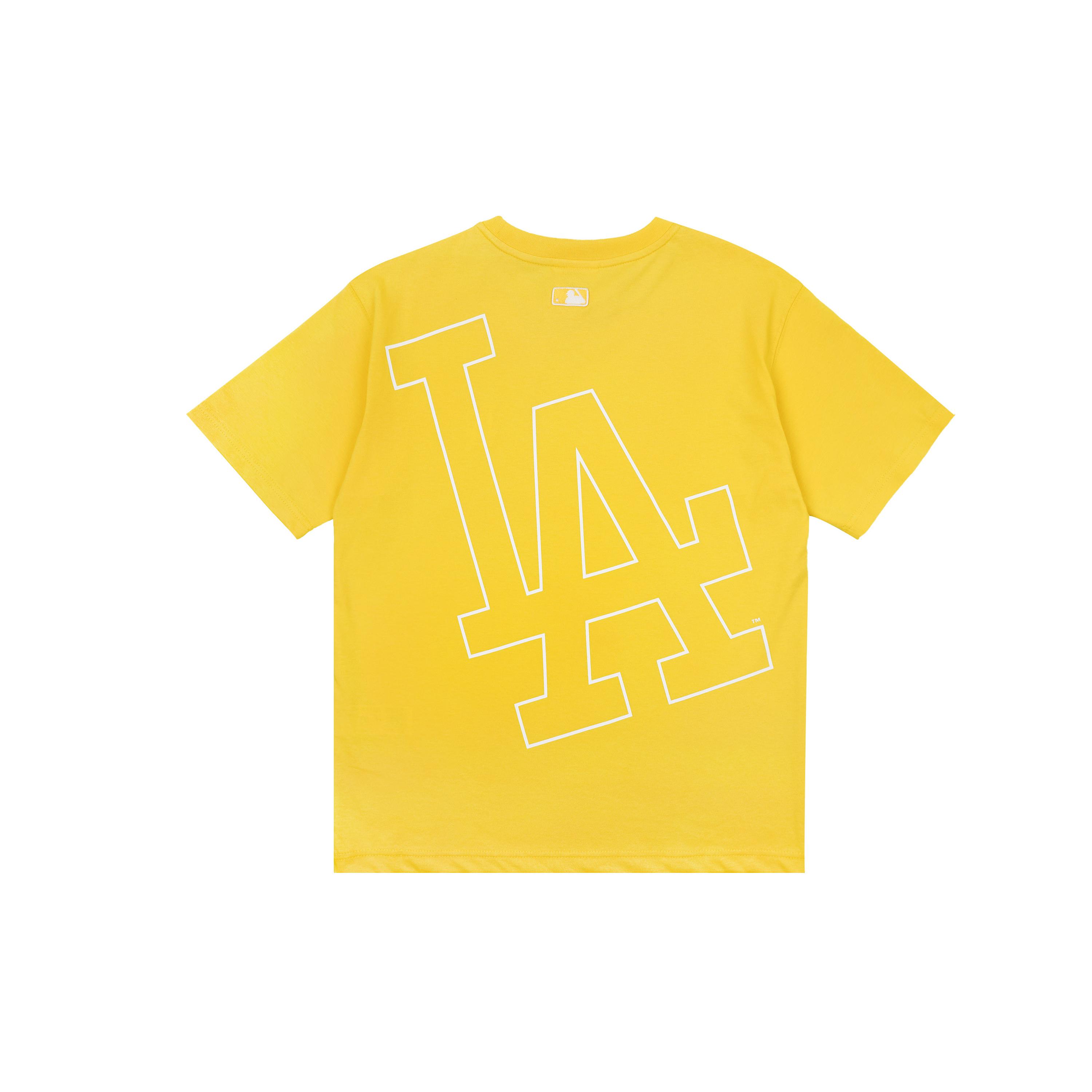 MLB Los Angeles Dodgers T Shirts Unisex Yellow Crew Neck Moderate Straight Fit 31TS33131-07D S
