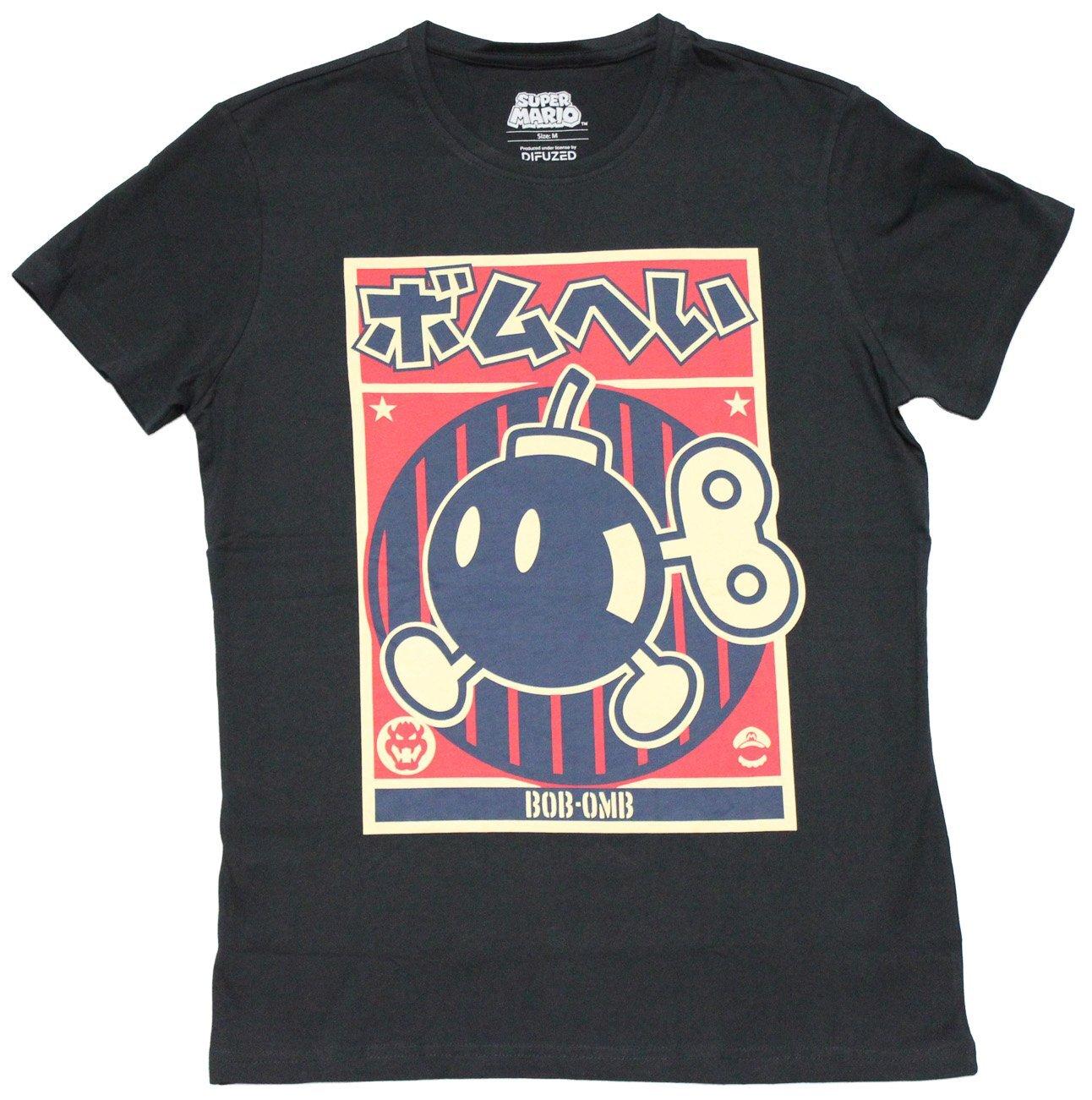 Super Mario Brothers Mens T-shirt BOBOMB Under Kanji XXL