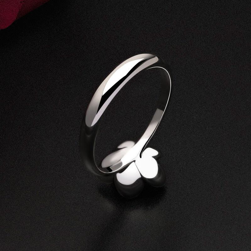 925 Silver Plated Rose Diamond Ring Women's European and American Fashion Flower Engagement Ring