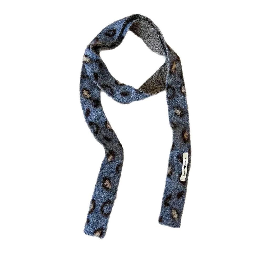 Spicy Korean Style Luxury Wool-Blend Leopard Print Scarf for Women, Autumn/Winter