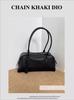 French-Style Niche Design Bag, First-Layer Cowhide Bowling Bost Bag, High-End Shoulder Underarm Handbag for Women