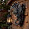 Solar Dragon Wall Light Vintage Resin Outdoor Dragon Sculpture Lamp Waterproof Gothic Garden