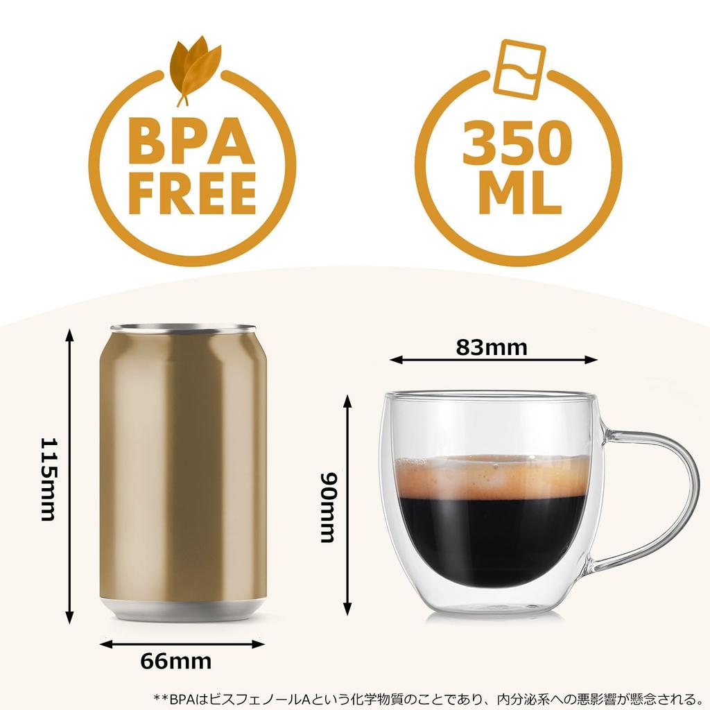 WANCHIY Juego de 4 Vasos de Doble Pared Doble Vacío Calor Condensación Resistente al Calor Resistente al Calor Tazas de Té Vasos, Transparentes, Pared, Aislados,