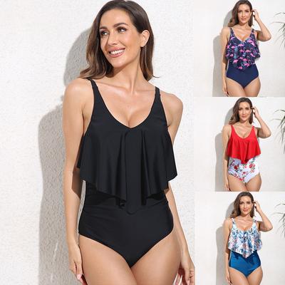 Women Fashion Sexy Gradient Color V-neck One Piece Bikini Set Slim Fit Beach SwimsuitsO