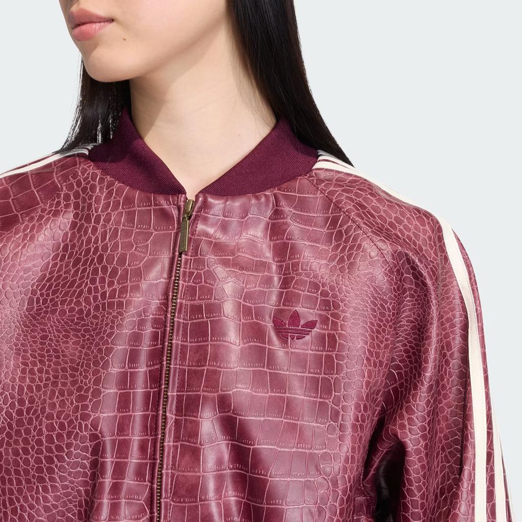 Adidas Originals Pleather Loose Fit Zip Long Sleeve Jacket Women jackets KD8792