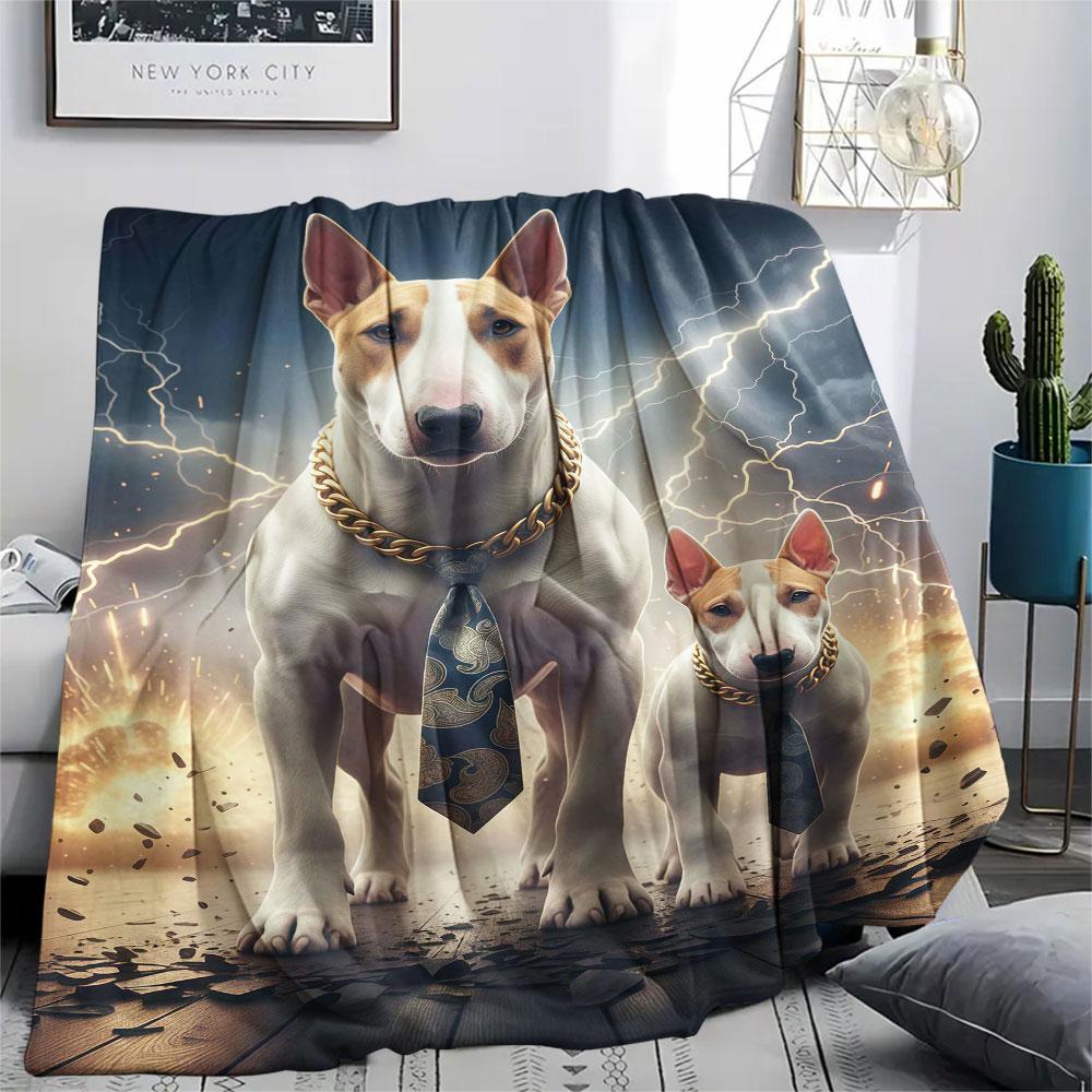 1Pc LightningPuppy Print Flannel Blanket, High quality Comfortable for All Seasons, Home Decor, Warmth and Comfort, Perfect for Christmas Gifts