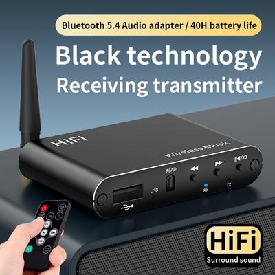 Bluetooth-Compatible 5.4 Audio Adapter BT/U-Disk Play HiFi Music Wireless Adapter Stereo Audio Receiver for Home and Car Stereo