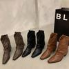 Long Boots Rivet High-top Western Cowboy Knight Boots Ladies French All-match Retro Leather Boots