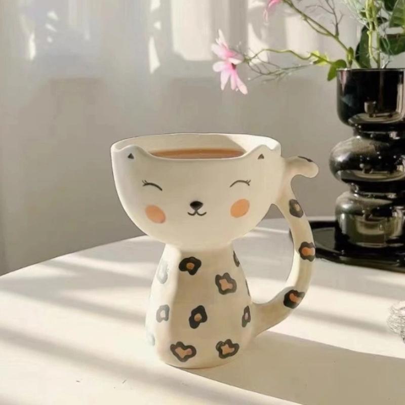 

Креативная керамическая кружка с мультяшным котом, расписанная вручную – Милая чашка для молока и кофе на завтрак D
