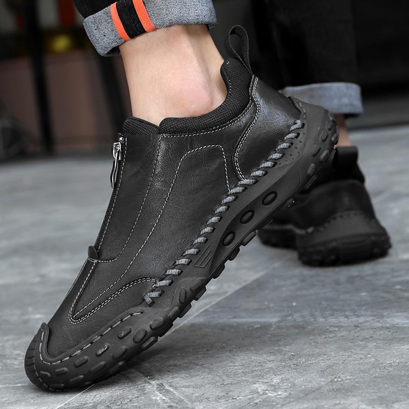 Fashion Men's Soft Sole Shoes Casual Sneakers Men's Leather Shoes Driving Handmade Luxury Leather Shoes Mens Thick Soled Sneakers Shoes