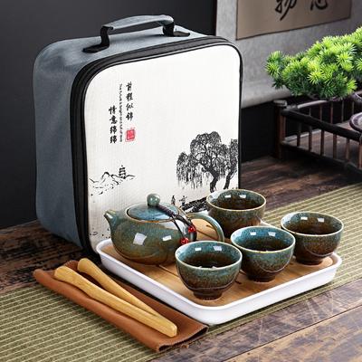 Mit Reisetasche 4 Tassen Chinesisches Kung Fu Teeset Reiseset Tragbare Keramikteekanne Porzellanteeset Gaiwan Teetassen Teewerkzeug