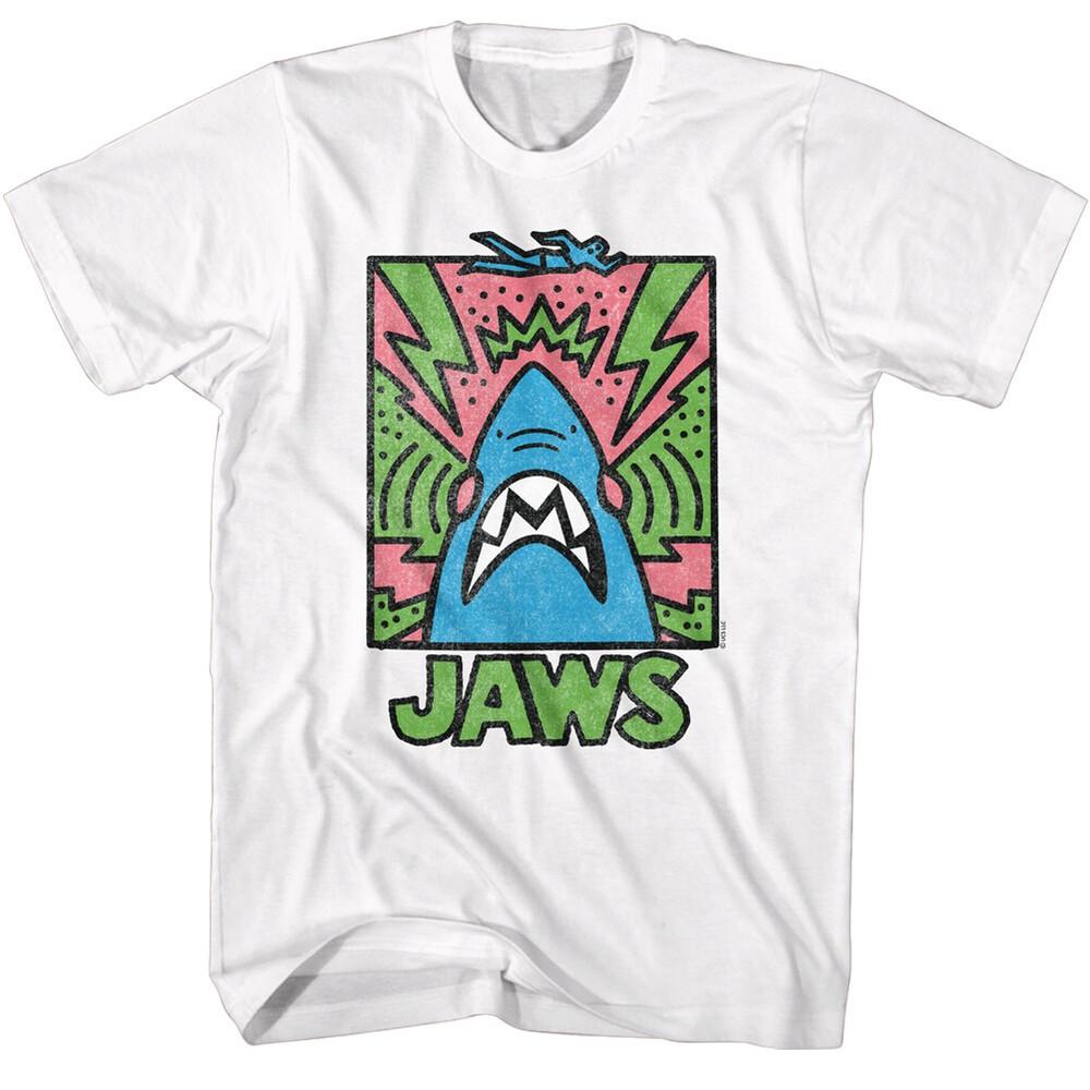 Jaws 70 s Thriller Movie Abstract Doodle Great White Shark Poster Men s T Shirt Unisex T-Shirt M