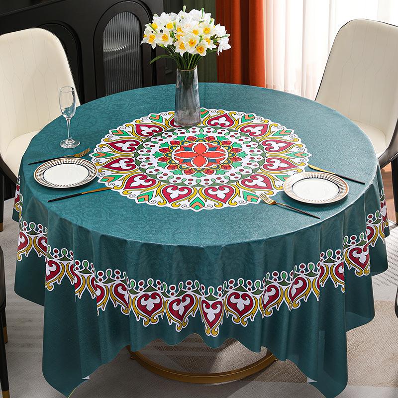 Light Luxury Simple 180Cm Large Round Tablecloth Waterproof, Oil-Proof And Anti-Scalding Pvc Dining Table Mat Hand-Painted Tablecloth