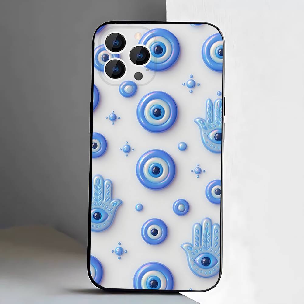 Evil Eye Lucky Eye Blue Phone Case For iPhone 17,16,15,14,13,12,Pro,Max,Plus,E,SE4,Air,Mini Black Soft Box