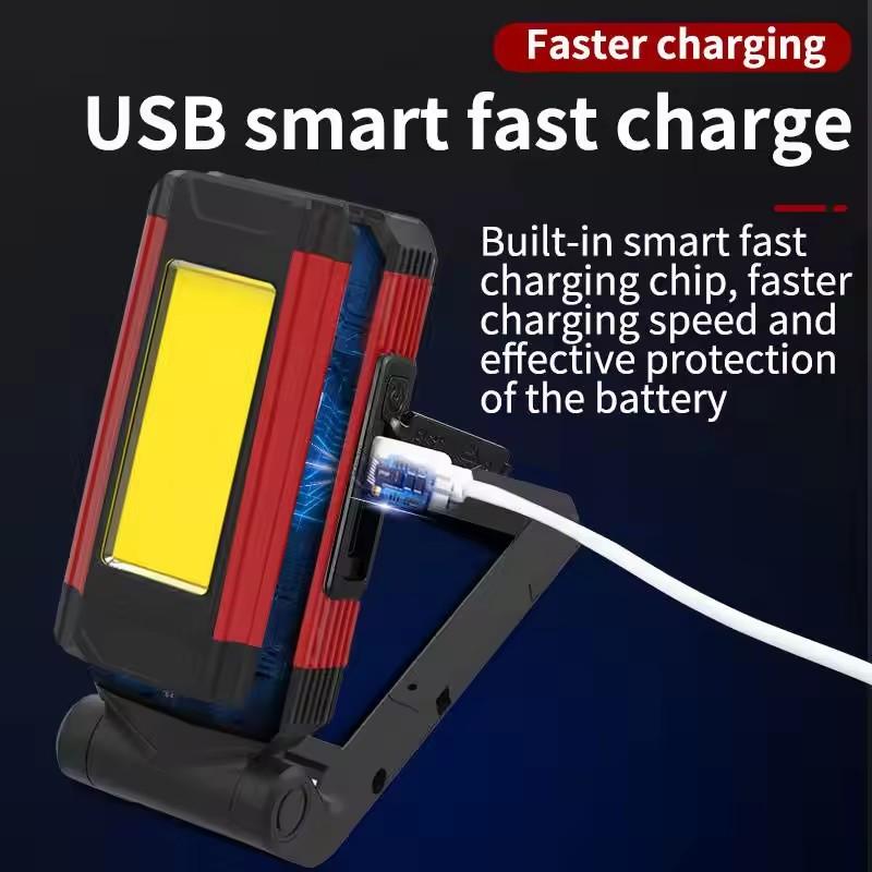 LED Work Light 10w Rechargeable Working Hook Cob Flashlight Fold Waterproof Magnetic USB Emergency Brightest Camping Flashlights