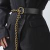 Metal Buckle PU Leather Belt Slim Side Dress Chain Elegant Thin Waist Chain  Trouser