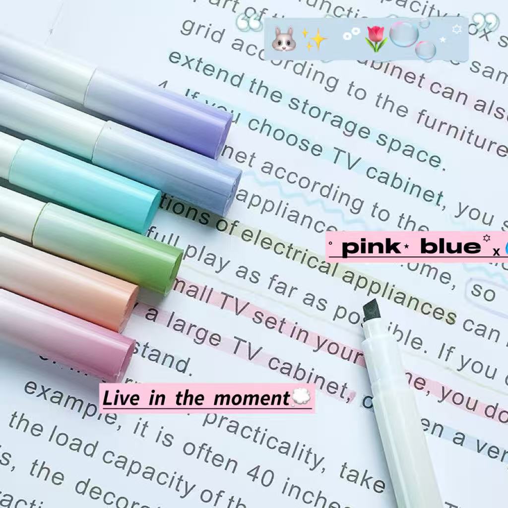 12-Pack Gradient Color Chisel Tip Fluorescent Pens for School Office Supplies Highlighting And Notetaking