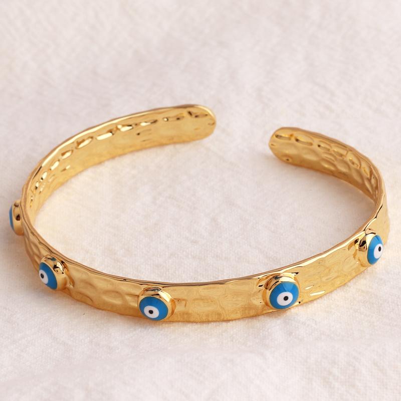 18K Gold Plated Cuff Band Bracelet For Women Fashion Evil Eye Bangle Luxury Crystal Bracelet Indian Bangles Women Accessories