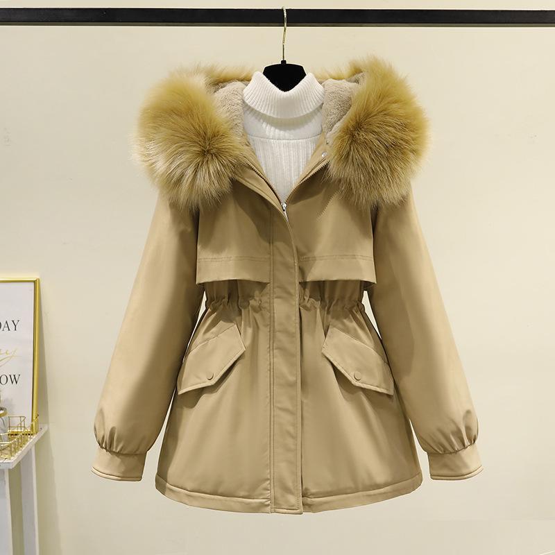 2023 winter new slim-fitting small Parker tooling cotton women's short fashion velvet thickened Parker cotton clothes