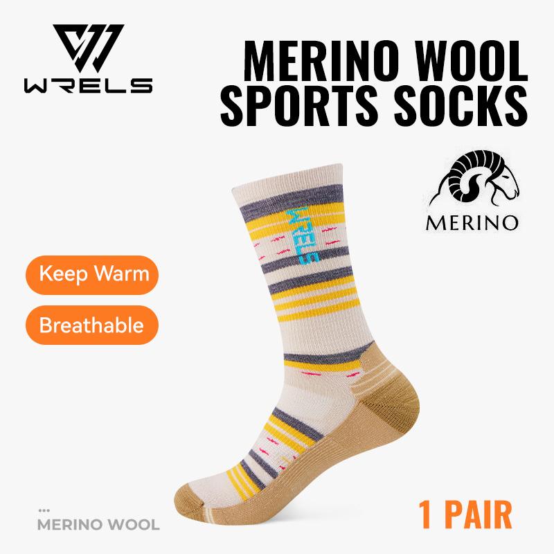 WRELS 1/2/3pairs Merino Wool Socks Moisture Wicking Warm Thermal Hiking Socks Breathable Cushion Hiking Running Compression Sock