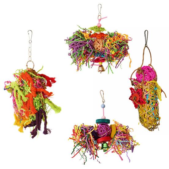 

4 шт. Попугай Птица Колокольчик Хлопковая веревка Блоки Мяч Подвесной Декор для клетки Жевательная игрушка для питомца 4pcs