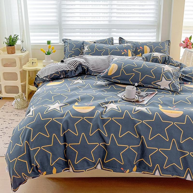 Klasse A Säuglings- und Kleinkindqualität Ins Kleiner Frischer Verdickter Abgeriebener Vier-Teile-Satz Hautfreundliche Laken Gewaschene Baumwolle Bettbezug Schlafsaal 3-teiliges Set