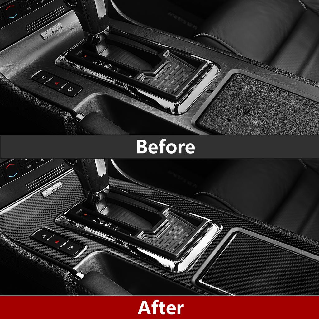 Car Center Console Gear Shift Box Panel Sticker Decal Carbon Fiber Interior Trim Cover for Ford Mustang 2009-2014 Accessories