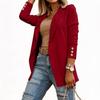 Women Open Front Blazer Long Sleeve Button Cuff Casual Office Lightweight Outerwear