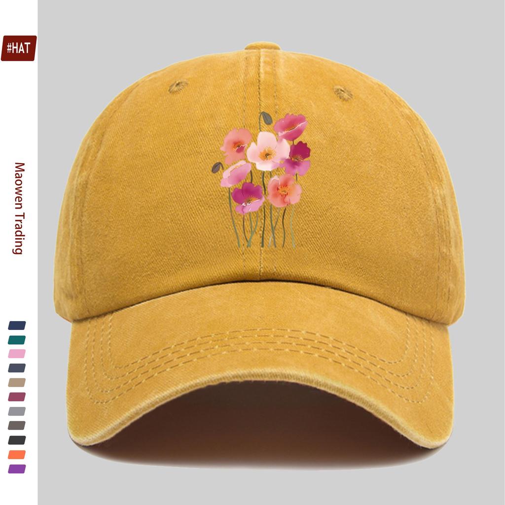 Pc PinkPurple Poppy Print Baseball Cap for Spring Summer and Autumn Casual and Fashionable Golf Cap Home Decoration Hat C