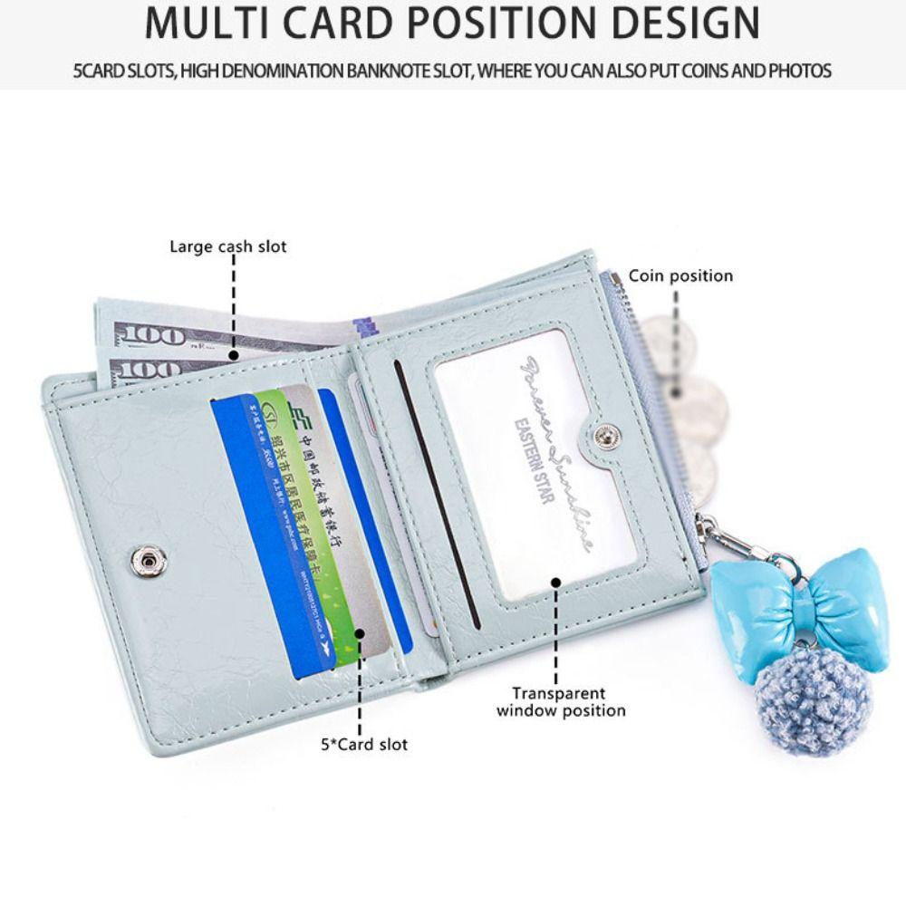 Korean Style Card Bag Bow Pendant Coin Pouch Retro PU Leather Card Holder Card Storage Bag