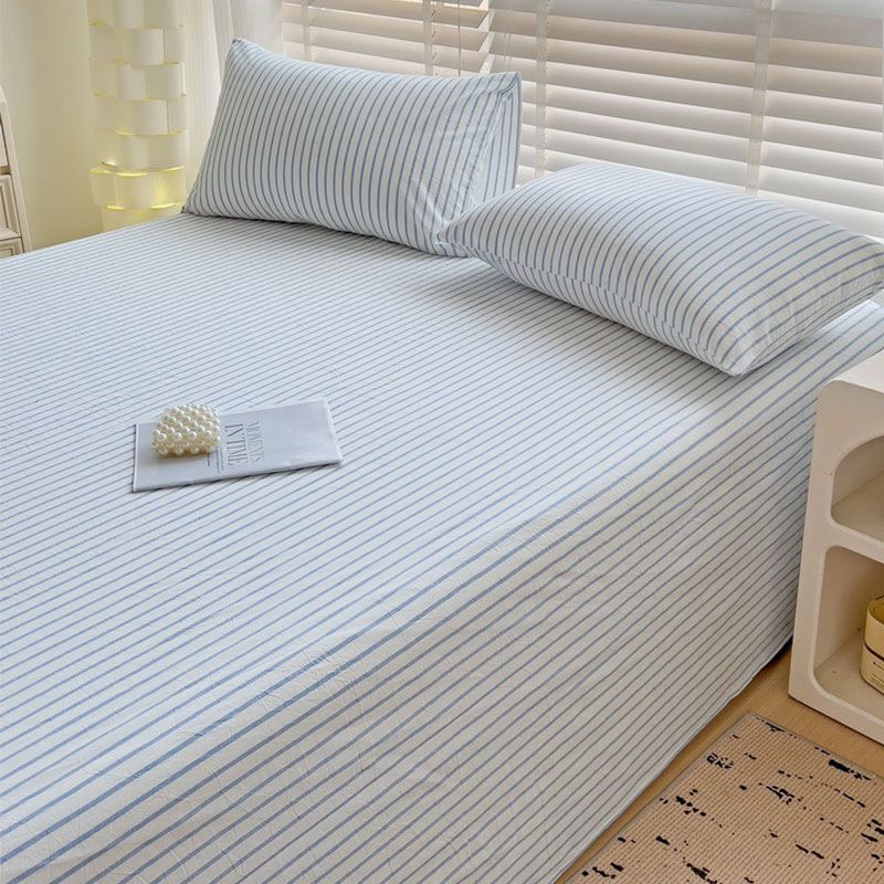 Ins Striped & Plaid Bed Sheet, Minimalist Bedding for Single Double Student Dorm and Home Use