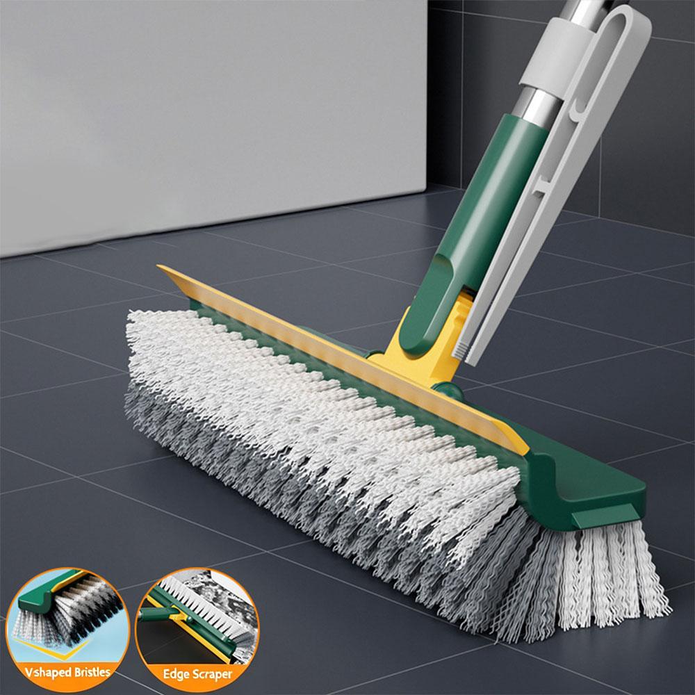 Long Handle Bathroom Floor Brush 1 In 1 Tile Cleaning Scrubber Floor Joint Gap Brush 181?Degree Rotatable Bathroom Cleaning Tool