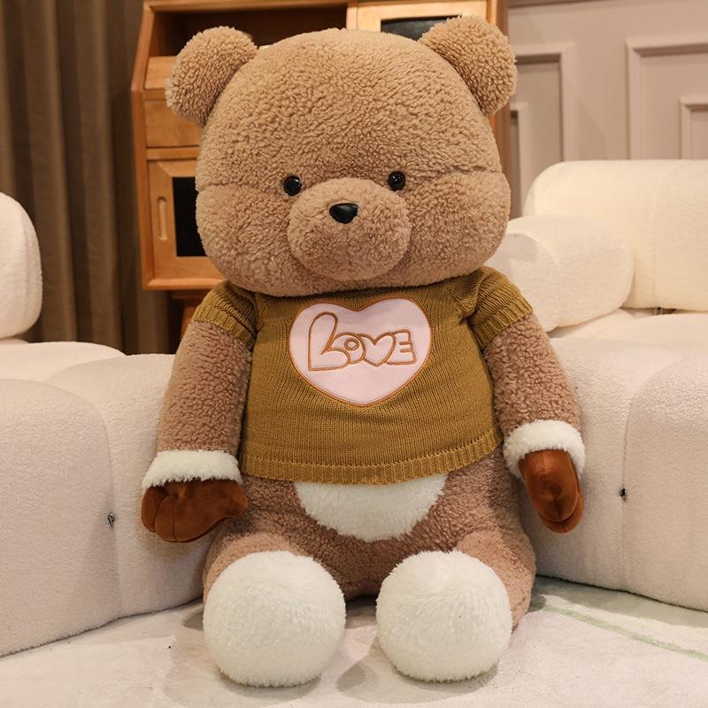 Large Sweater Teddy Bear Doll Plush Toy Clothing Big Bear Hug Bear Doll Girl Soothing Ragdoll