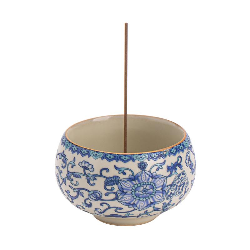 Ru Kiln Incense Burner Set with Holder Stand Ceramic Censer for Home Decor Meditation Gift Tea Ceremony Accessories