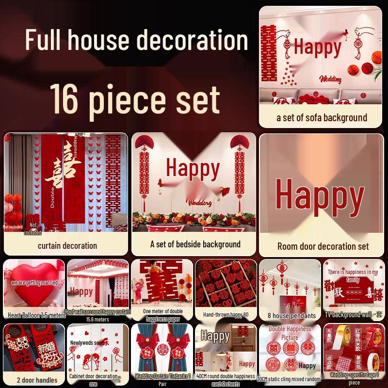 Wedding Ceremony Room Décor Set: Bridal & Groom's Room, Living Room Sofa & Background Wall Decorations