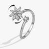 Fashion Flower Diamond Spinning Ring for Women Metal Spinner Fidget Anti-Stress Relief Knuckle Rings Zircon Accessory