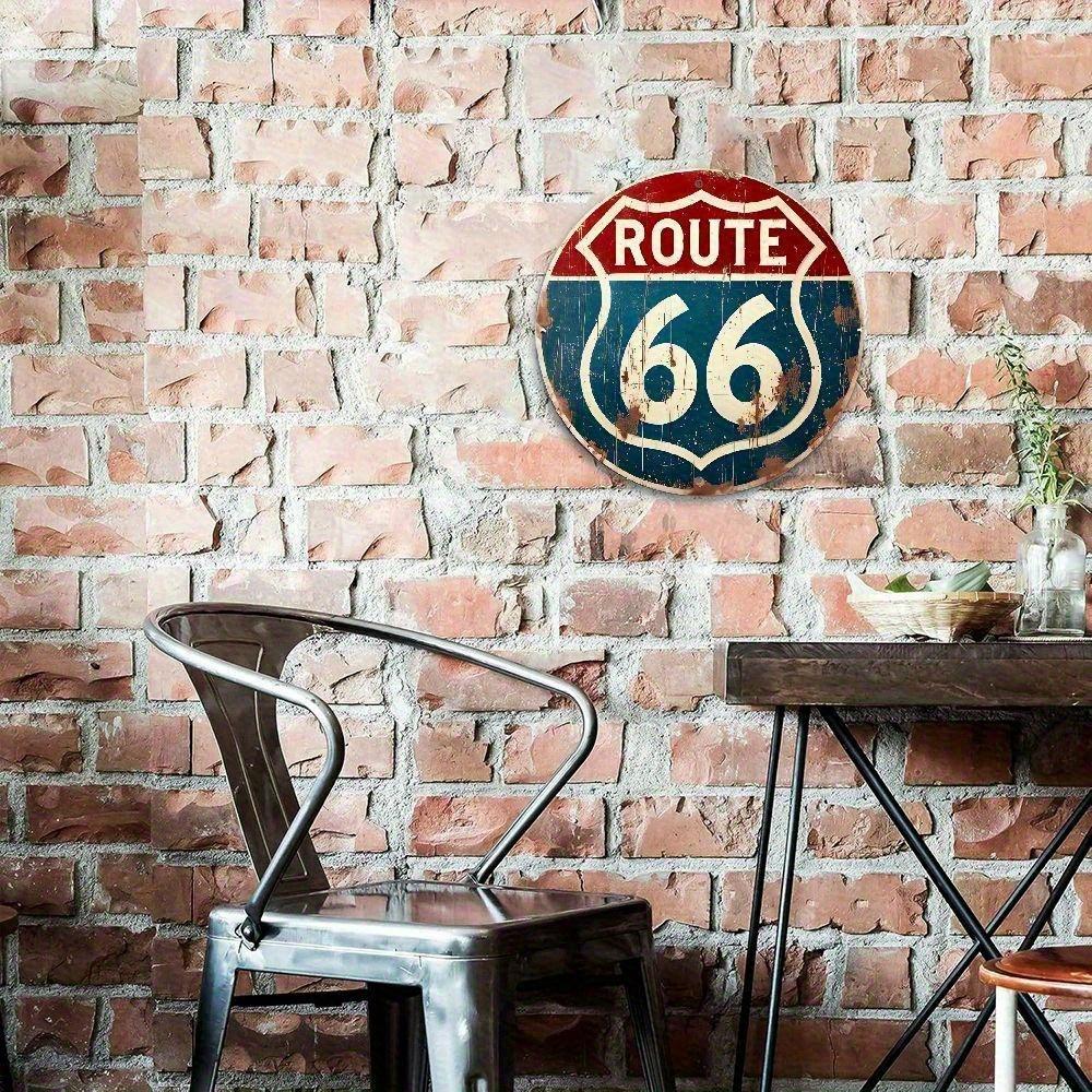 Hisun Tin Sign HD Aluminum Metal Sign Vintage Route  Round Wall Decor Retro American Highway Road Sign Design Tin Poster for Home Garage Ba