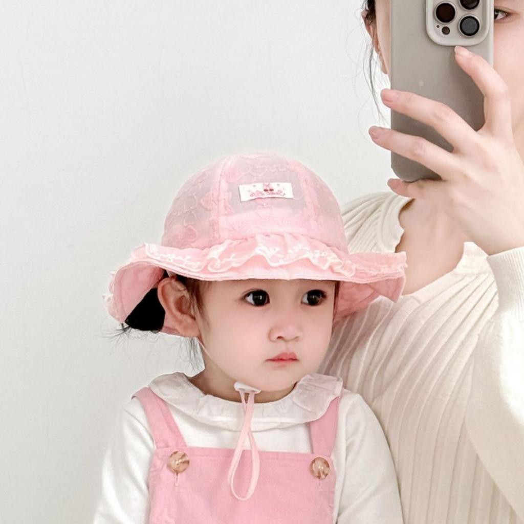 Baby Hat 50cm 1-3 years Spring Summer Kids Sun Hats Adjustable girls Sun Cap Toddler Breathable Outdoor girl lace cute caps